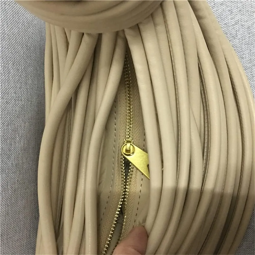 Women Woven Handbag PVC Leather Satchel Creative Noodles Style Fashion Crossbody Bag