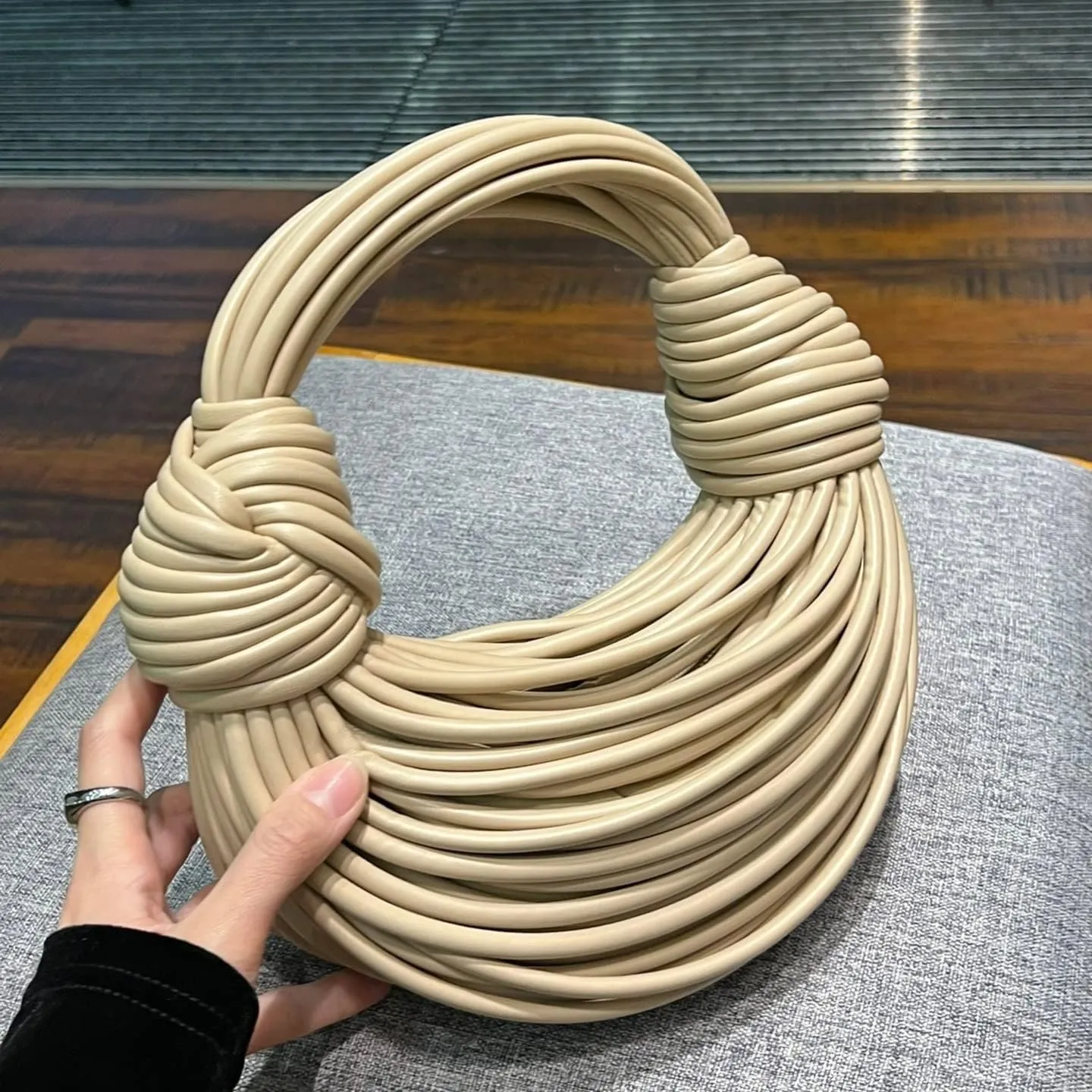 Women Woven Handbag PVC Leather Satchel Creative Noodles Style Fashion Crossbody Bag