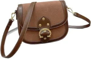 Women's bag frosted saddle bag underarm bag shoulder crossbody bag(Brown)