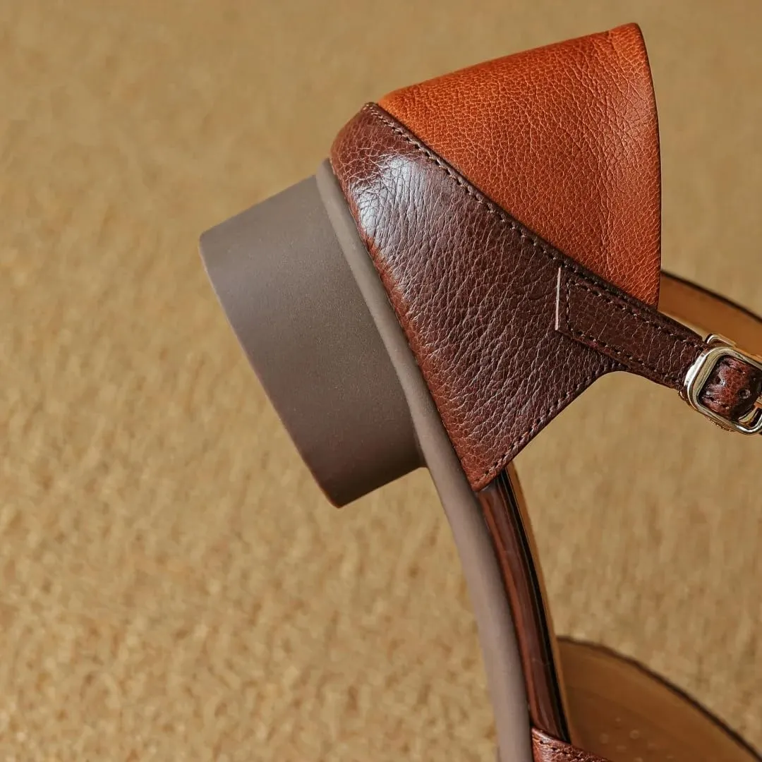 Womens Buckle Strap Ankle Strap Flat Heel Cover Heel Open Side Vamp Sandals Sheepskin Hollow Out Summer Sandals