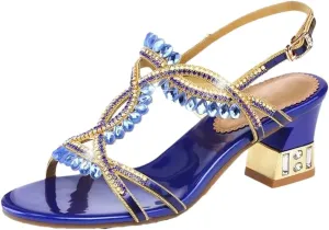 Womens Buckle Strap Back Strap Square Heel Open Side Vamp Basic Sandals Leather Rhinestone High Heel Wedding Rome Summer Sandals