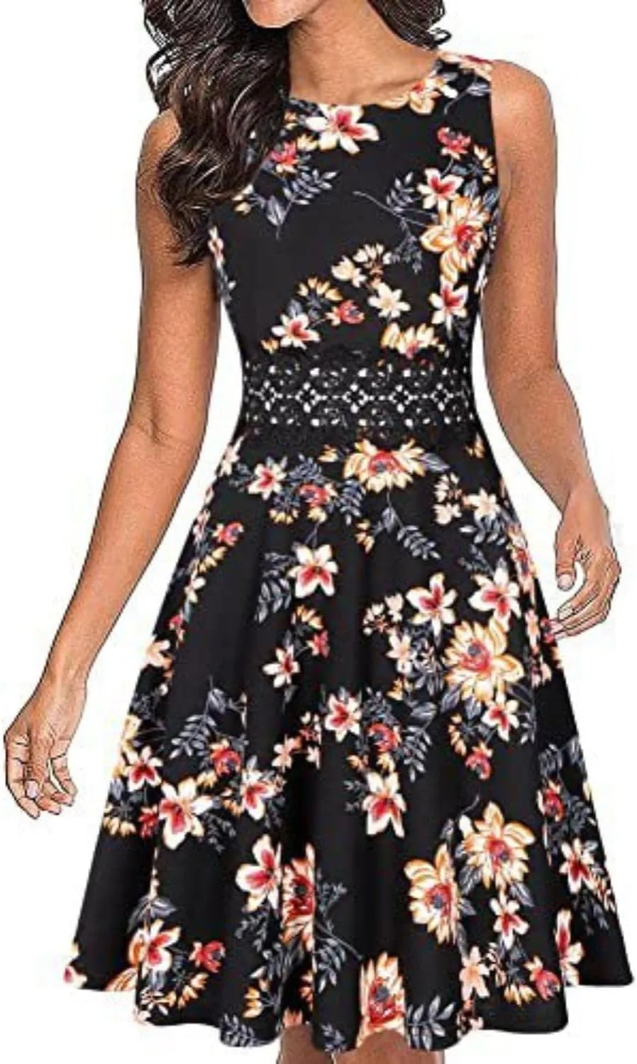 Women's Cocktail Dress Prom Formal Wedding Party Dress Sleeveless Lace Chiffon Ruffle Dresses