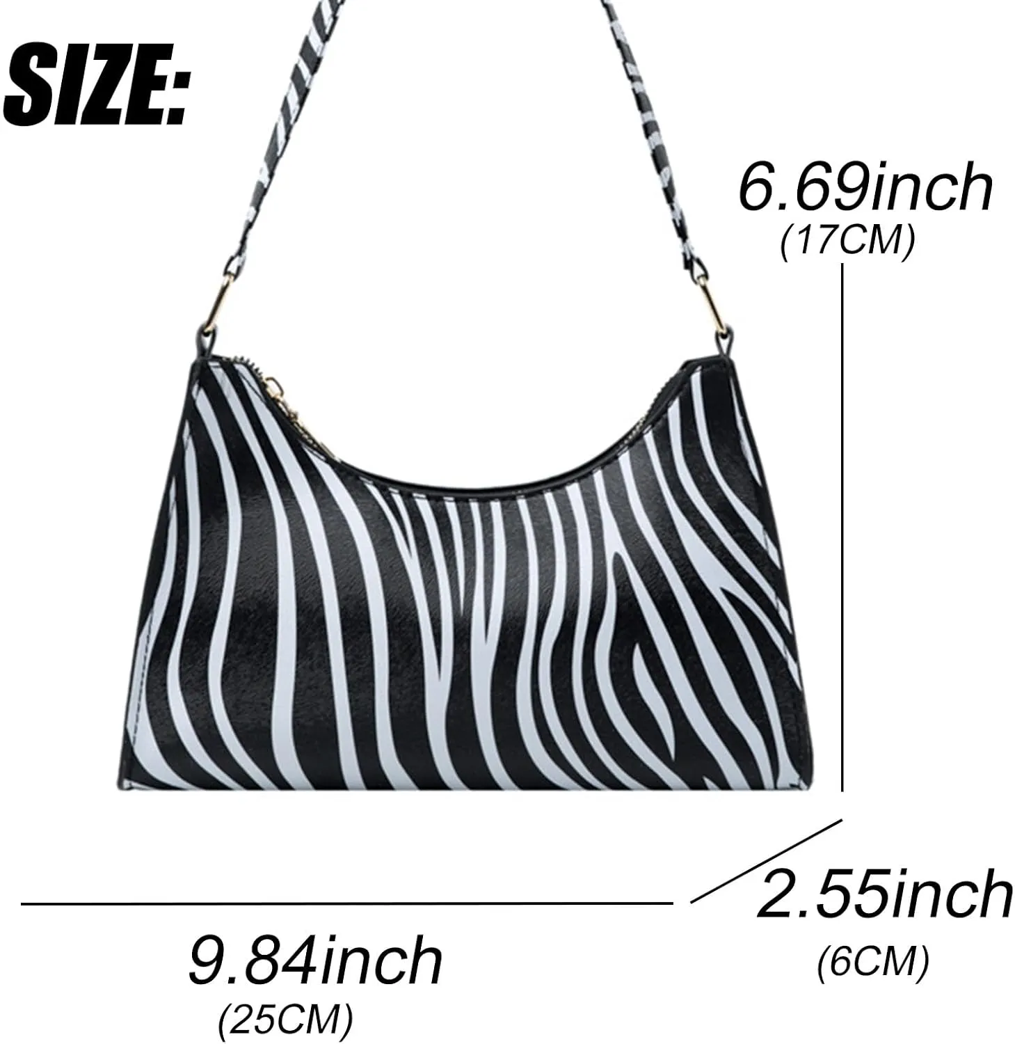 Women's Cow Print Tote Shoulder Bag Small PU Leather Underarm Bag Trendy Handbag Wallet Travel Bag