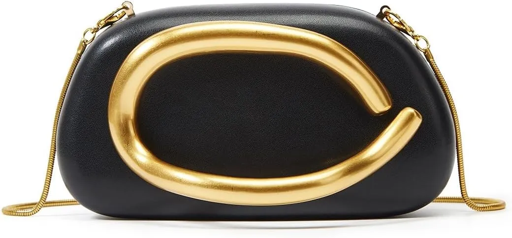 Women's Leather Evening Clutch Purse Crossbody Bag Trendy Wedding Party Clutch, Detachable Strap for Bridesmaid Cocktail