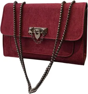 Women's Leopard Print Chain Shoulder Bag Metal Buckle Handbags Leather Clutch Purse