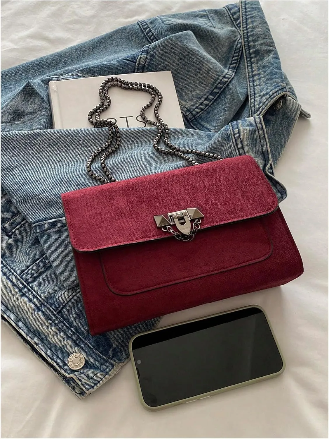 Women's Leopard Print Chain Shoulder Bag Metal Buckle Handbags Leather Clutch Purse