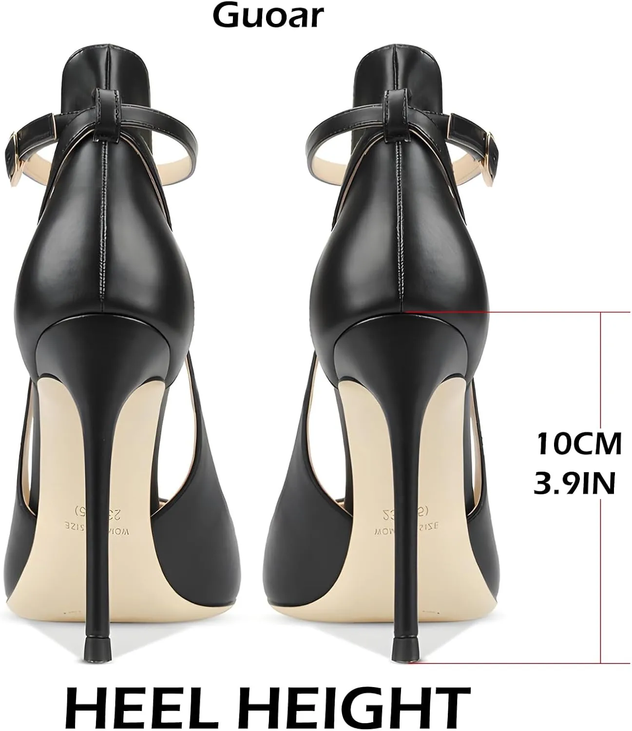 Women's Pointed 3.9 Inch Ankle Strap High Heels Hollow Pumps Wedding Party Dance Dinner Shoes