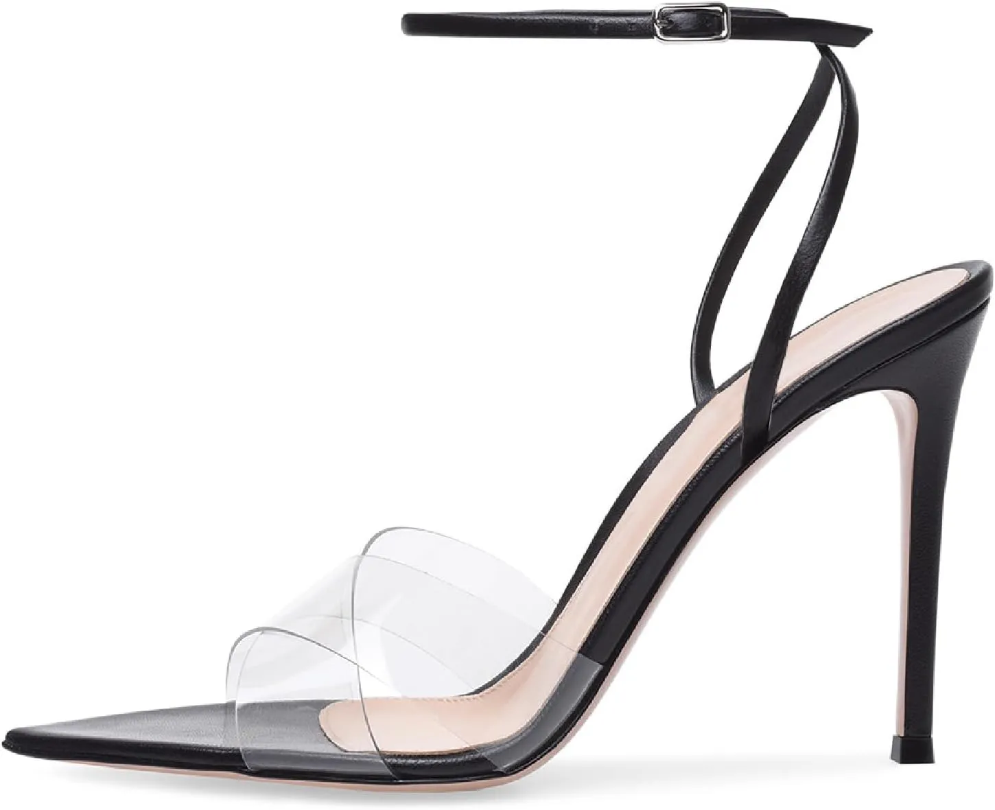 Women'S Sexy Transparent One Strap Stilettos Sandals Fashion Open Pointed Toe Ankle Strap Dress High Heels Comfort Wedding Bridal Party Shoes