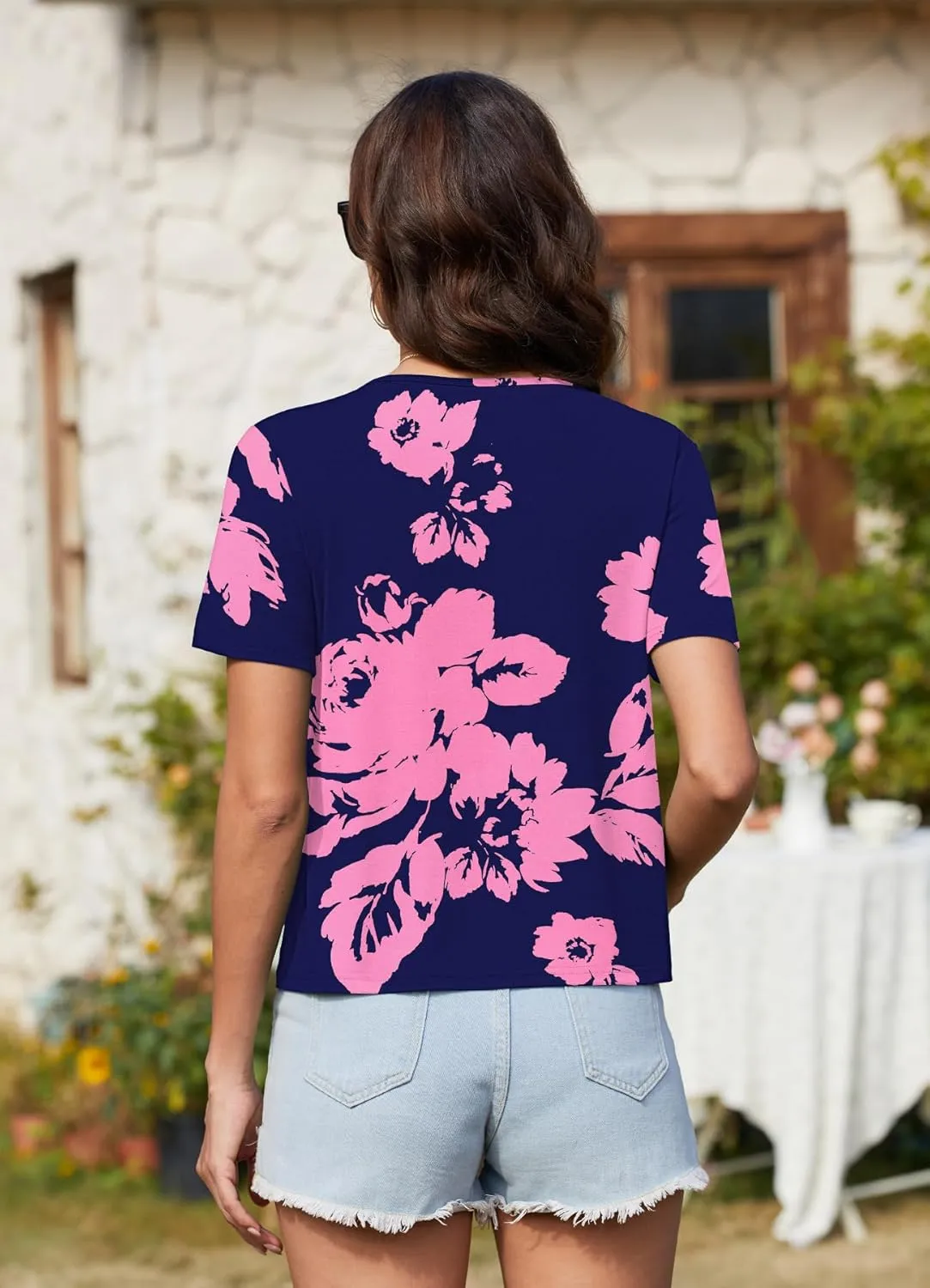 Womens Sexy V Neck Tops Summer Cute Ruffle Shirts Cutout Tie Bow Blouse Short Sleeve Crop Tops