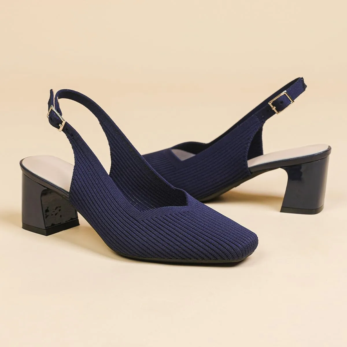 Womens Slingback Heels Square Toe Comfortable Chunky Heels Pumps Sexy Low Block Heel Wedding Dressy Work Office Shoes