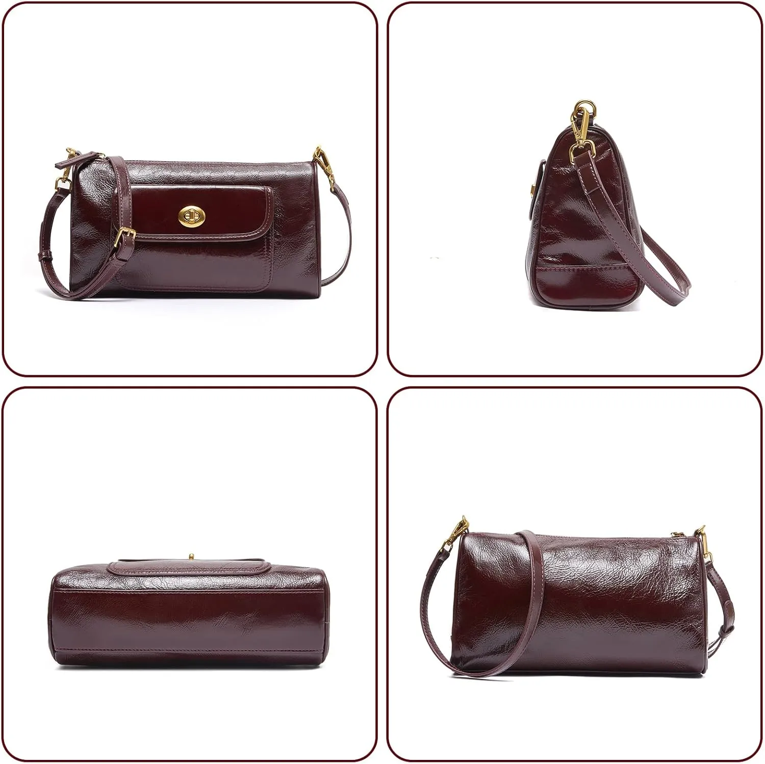 Women's Small Soft Genuine Leather Shoulder Handbag Fashion Crossbody Bags for Lady