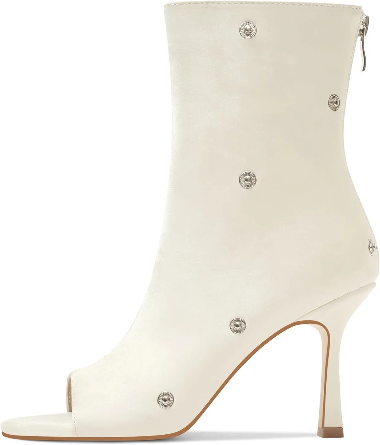 Women's Stylish Wrinkles High Heels Buttons Summer Booties Ladies Unique Ruched Metals Thin Heels Spring Short Boots