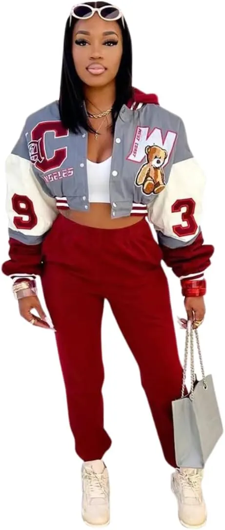 Womens Varsity Jacket Fashion Hoodies Lightweight Graphic Jacket for 2025