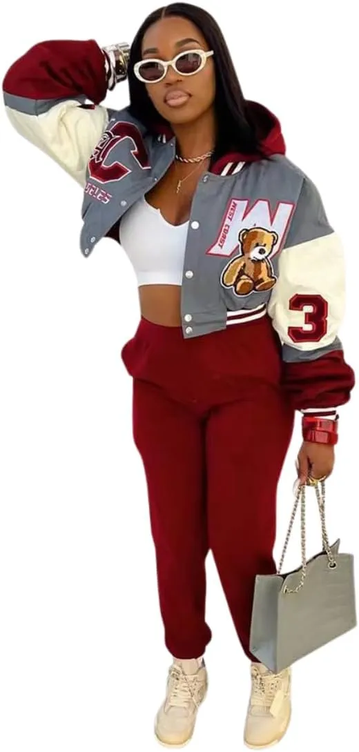 Womens Varsity Jacket Fashion Hoodies Lightweight Graphic Jacket for 2025