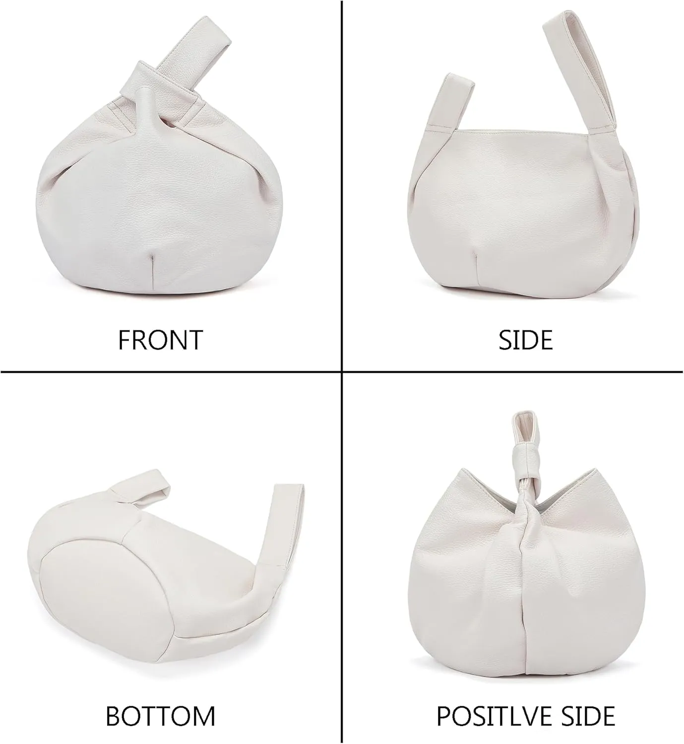 Women's Wrist Knot Tote Bag Small Soft Faux Leather Wristlet Handbags Elegant Clutch Purse for Girl