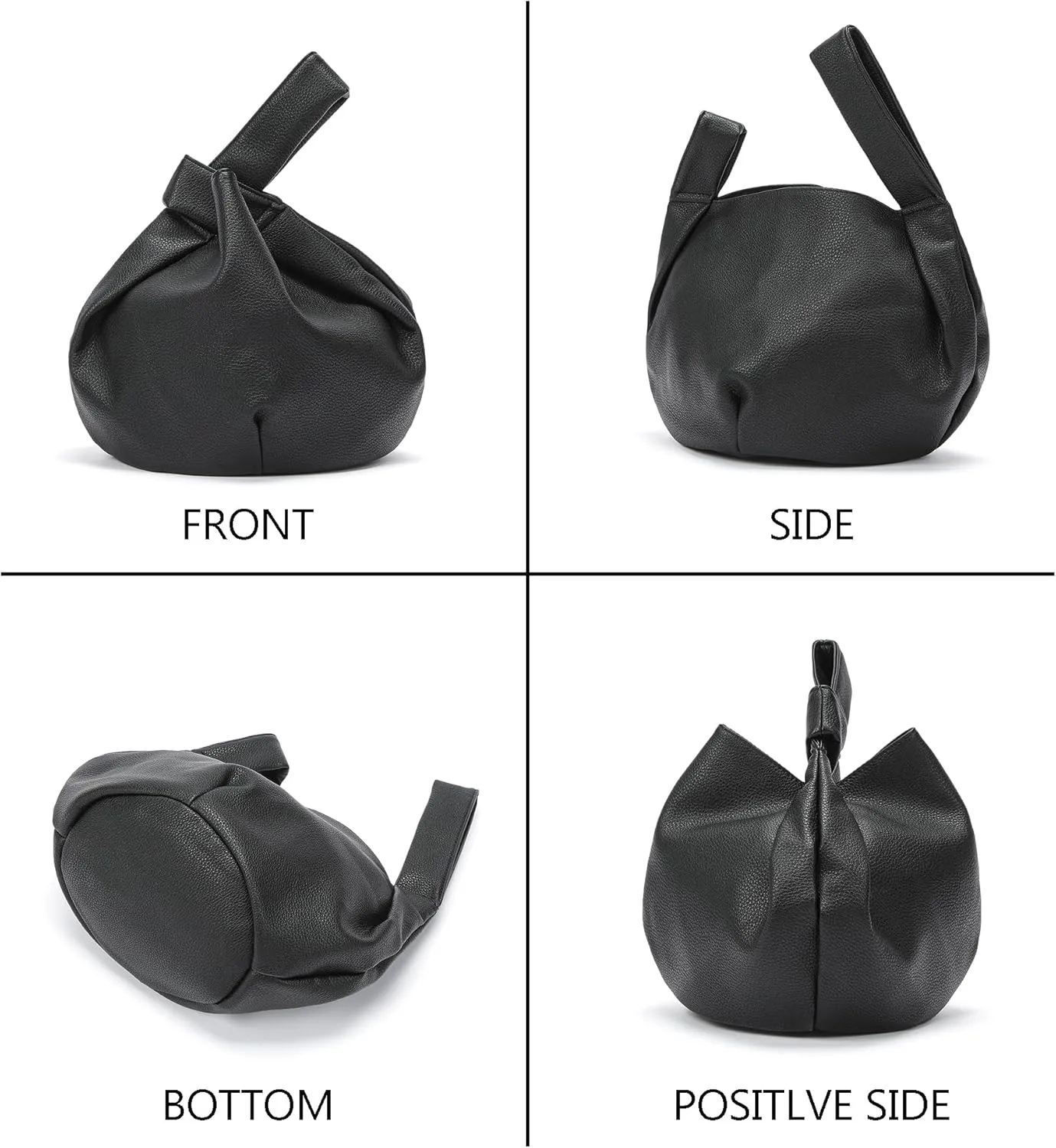 Women's Wrist Knot Tote Bag Small Soft Faux Leather Wristlet Handbags Elegant Clutch Purse for Girl