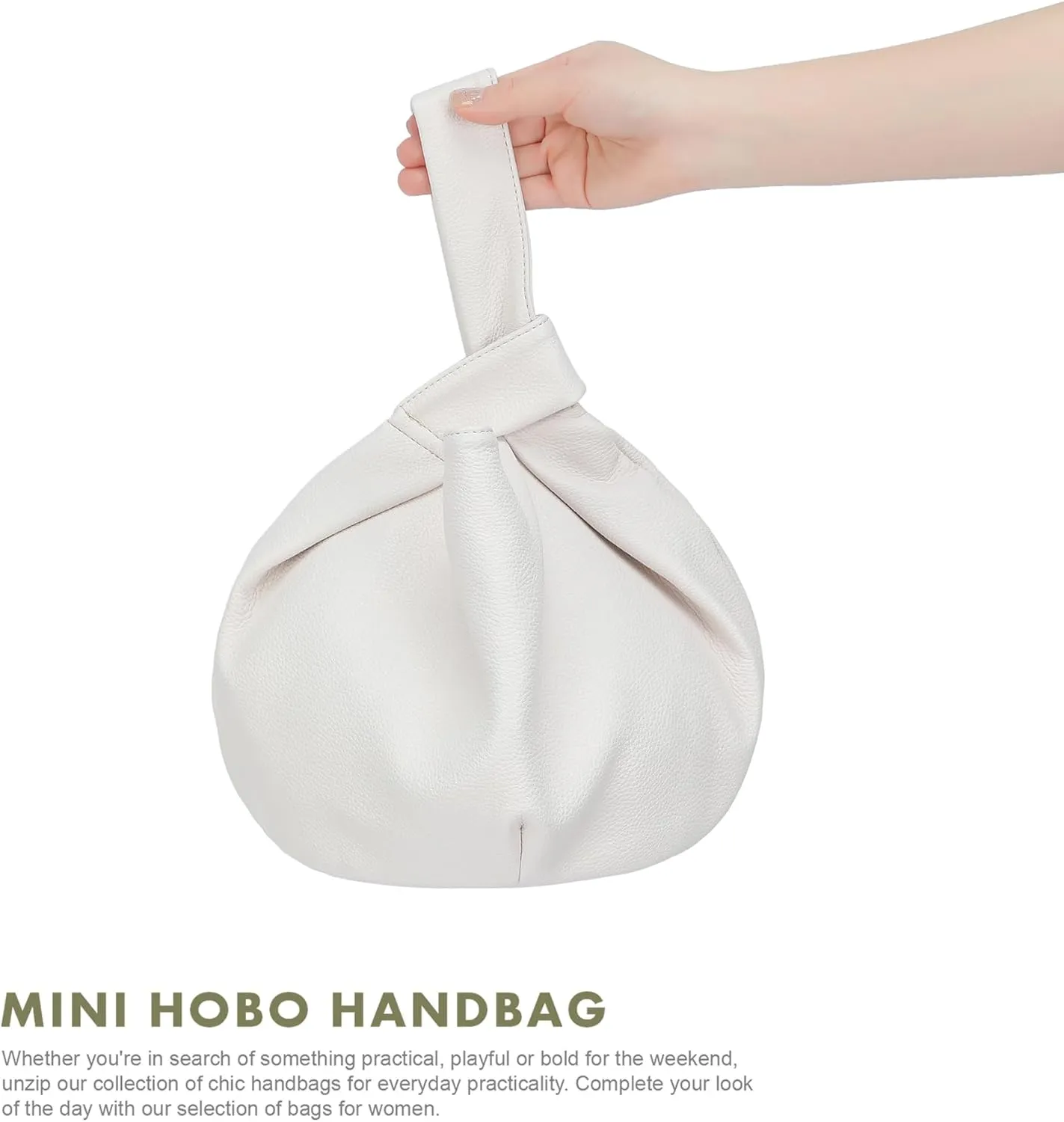 Women's Wrist Knot Tote Bag Small Soft Faux Leather Wristlet Handbags Elegant Clutch Purse for Girl