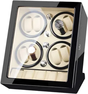 Wood Automatic Rotate Watch Winder 8 6 Storage Display Case Piano Paint Leather Pillow Japan Silent Motor Storages BoxBlack-b