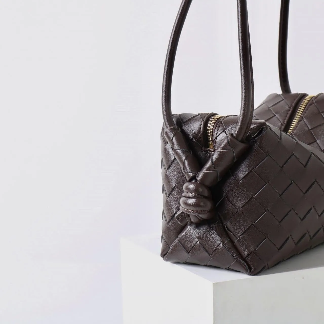 Woven Leather Crossbody Bag, Small Shoulder Purse with Adjustable Strap