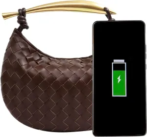 Woven Leather Dumpling Bag Dinner Handbag For Women Purse Hobo Bag Knotted