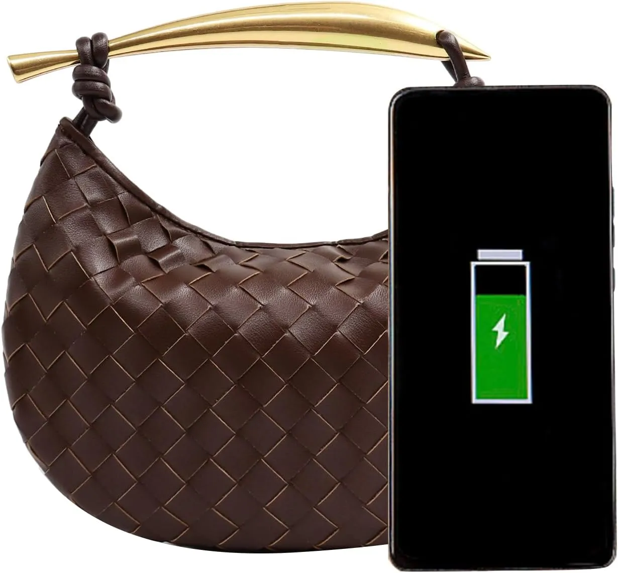 Woven Leather Dumpling Bag Dinner Handbag For Women Purse Hobo Bag Knotted
