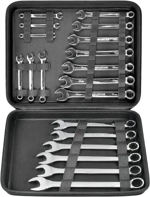 Wrench Organizer Holder Case for Ratcheting Wrench Set Metric & SAE, 19 Combination Ratchet Wrenches Tool Box Roll Pouch for WORKPRO/for EFFICERE/for JAEGER/for GEARWRENCH/for CRAFTSMAN-Bag Only