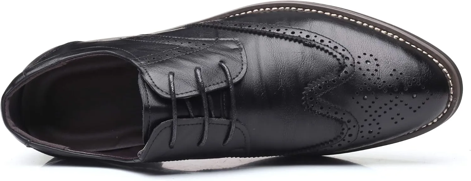 WUIWUIYU Men's Manmade Leather Lace-up Wedding Business Formal Dress Wingtips Brogue Shoes Oxfords
