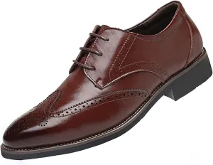 WUIWUIYU Men's Manmade Leather Lace-up Wedding Business Formal Dress Wingtips Brogue Shoes Oxfords