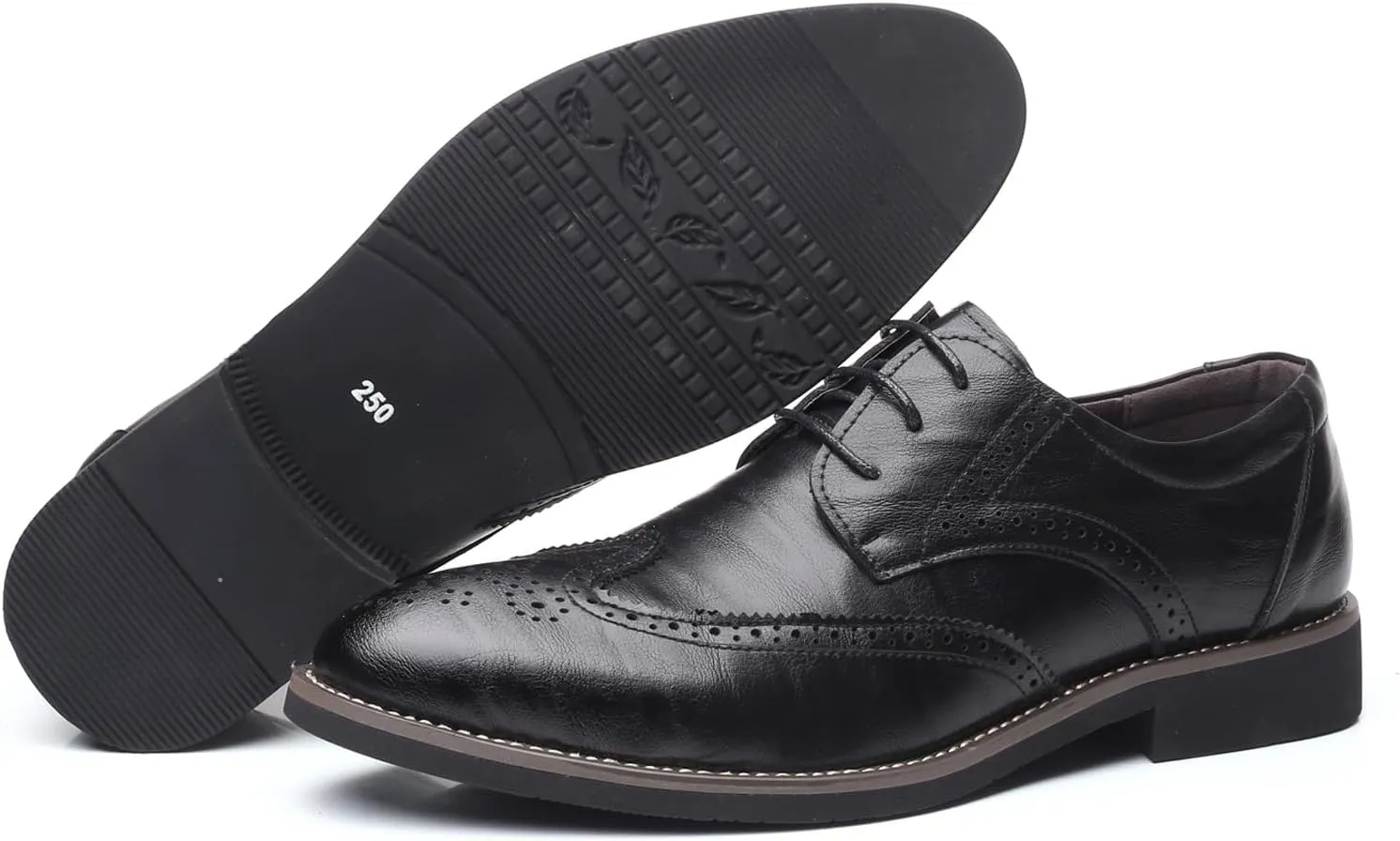 WUIWUIYU Men's Manmade Leather Lace-up Wedding Business Formal Dress Wingtips Brogue Shoes Oxfords