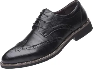 WUIWUIYU Men's Manmade Leather Lace-up Wedding Business Formal Dress Wingtips Brogue Shoes Oxfords