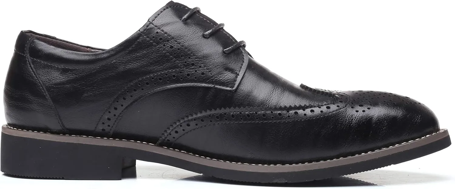 WUIWUIYU Men's Manmade Leather Lace-up Wedding Business Formal Dress Wingtips Brogue Shoes Oxfords