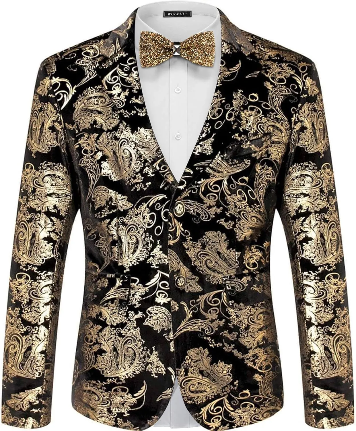 WULFUL Mens Blazer Floral Suit Jacket Slim Fit Stylish Blazer for Men Dinner Party Prom Wedding Tuxedo Jacket