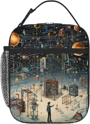 WURTON Physics Print Print Travel Cooler Lunch Bag â€“ Versatile Adults Insulated Lunch Box Tote, Women Men