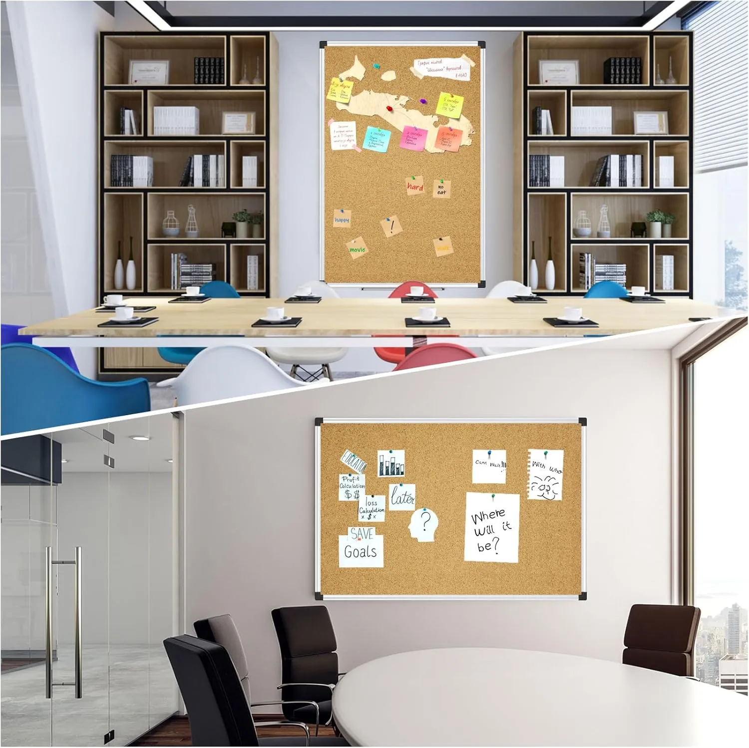 XBoard Cork Bulletin Board 48x36 inch with Aluminum Frame, Pinboard for Vision & Memo Displays (Pack of 2)