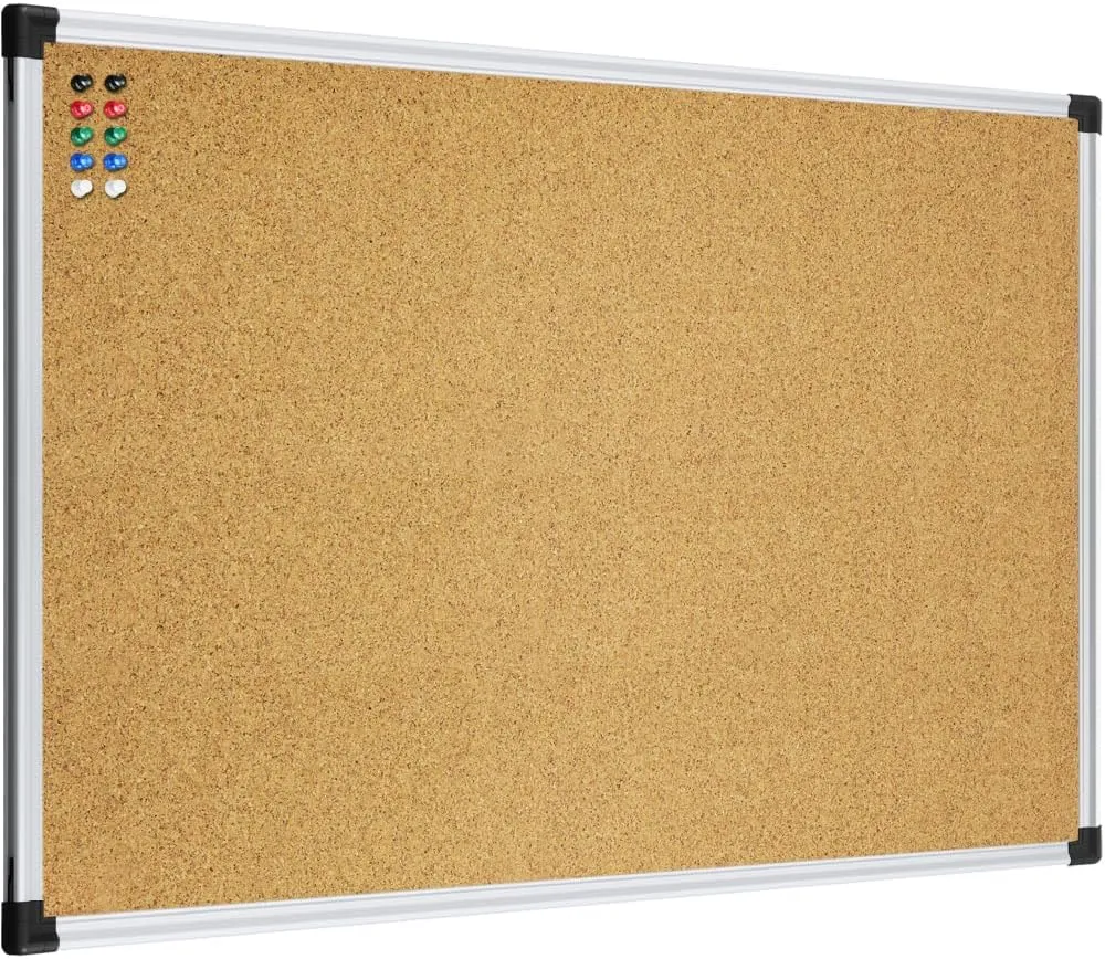 XBoard Cork Bulletin Board 48x36 inch with Aluminum Frame, Pinboard for Vision & Memo Displays (Pack of 2)