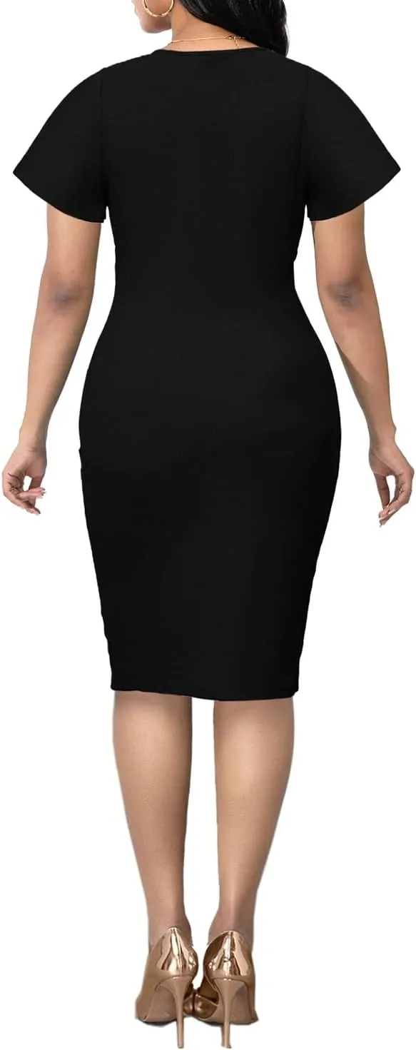 Xinlees Women's Elegant Business Dress Casual Knee Length Bodycon Pencil Dress