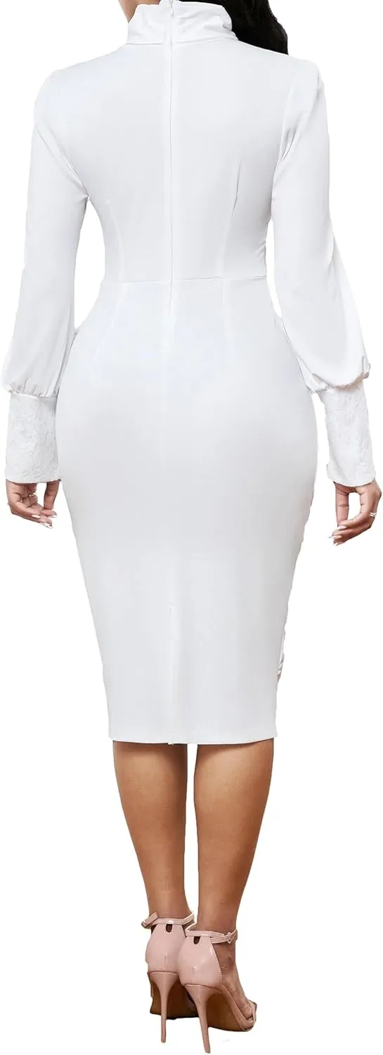 Xinlees Women's Elegant Business Dress Casual Knee Length Bodycon Pencil Dress