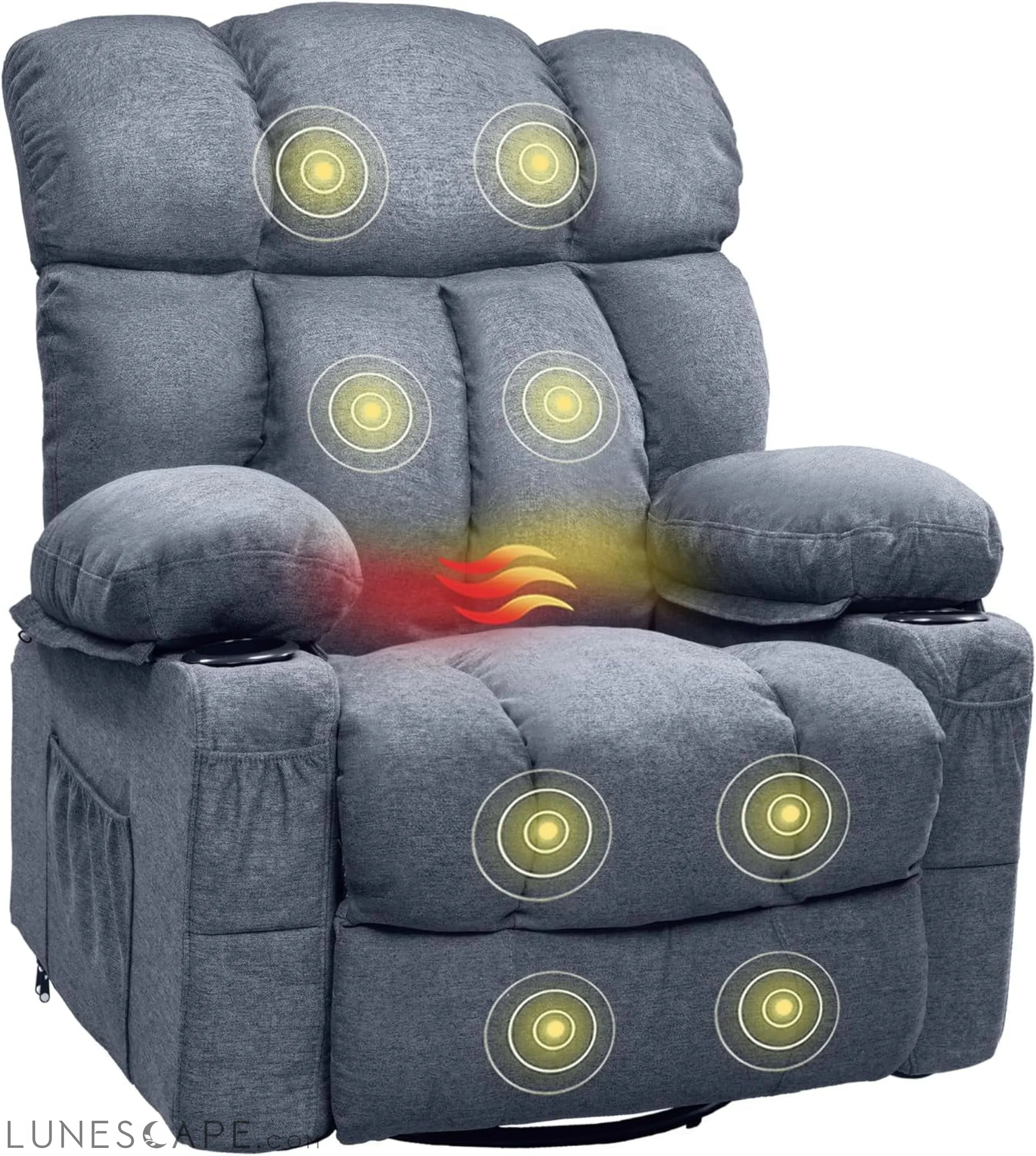 XRC3 Rocker Recliner Chair for Adults W/Massage & Heat, 360° Swivel