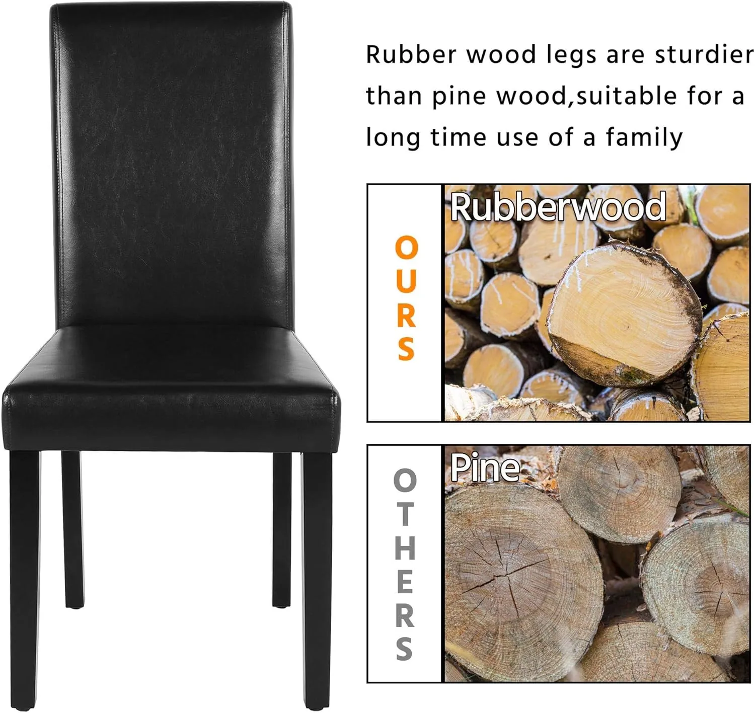 Yaheetech Dining Chairs Set of 4 PU Leather Upholstered Parsons Dining Chairs with Solid Wood Legs for Kitchen/Living Room/Restaurant, Modern Style, Black