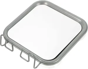 Yardwe Hook Vanity Mirror Mens Shaving Anti Fog Mirror for Shower Sucker Square Silver