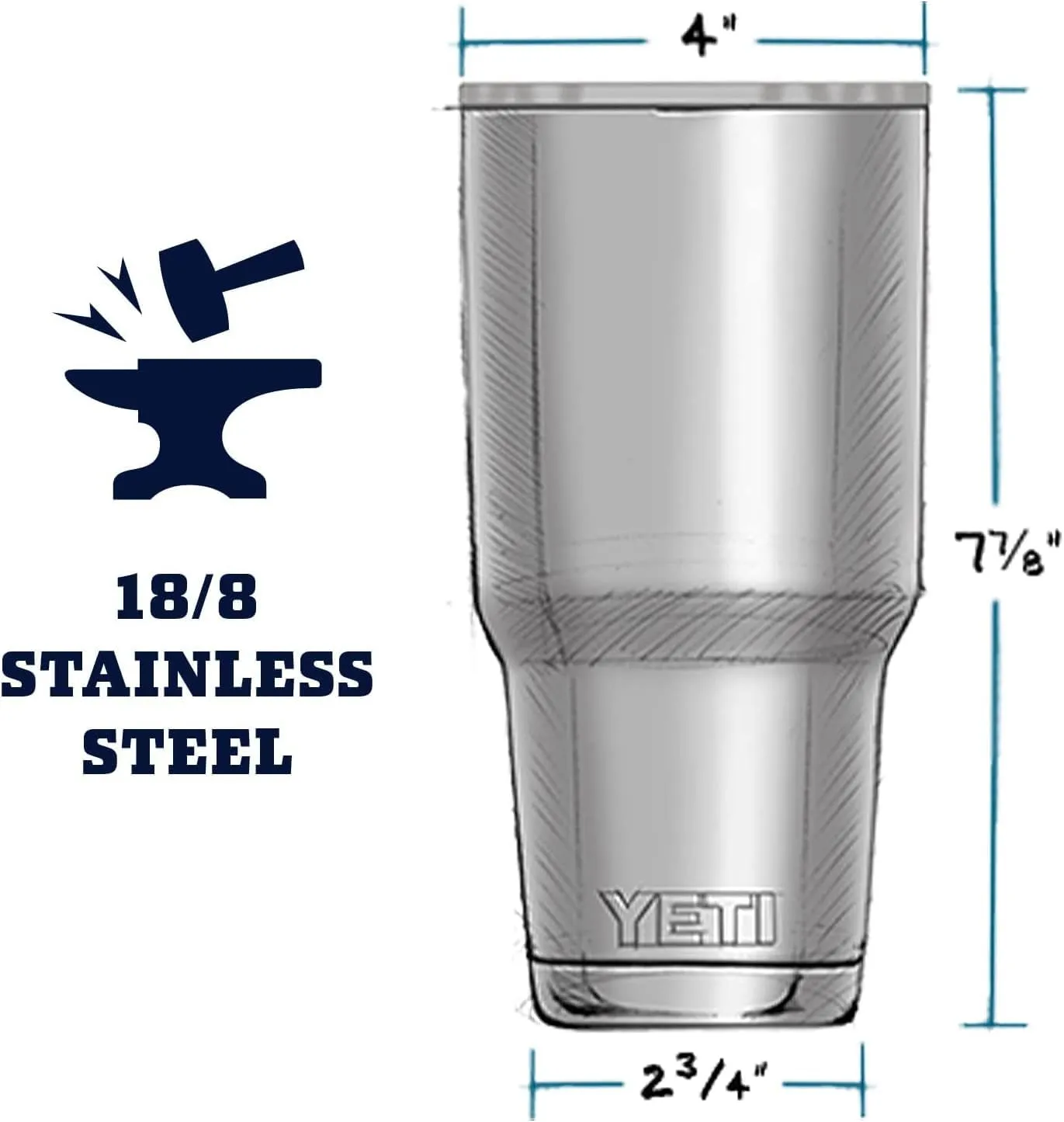 YETI Rambler 30 oz Stainless Steel Vacuum Insulated Tumbler w/MagSlider Lid, Black