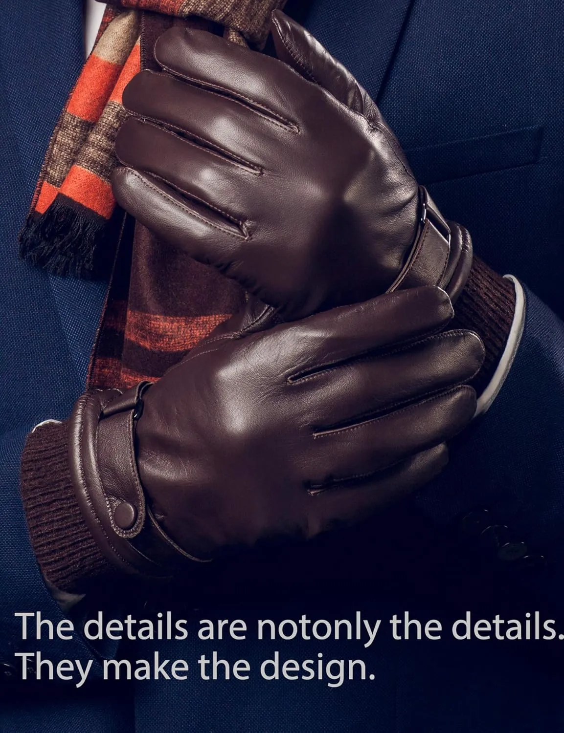 YISEVEN Men's Lambskin Leather Gloves Touchscreen