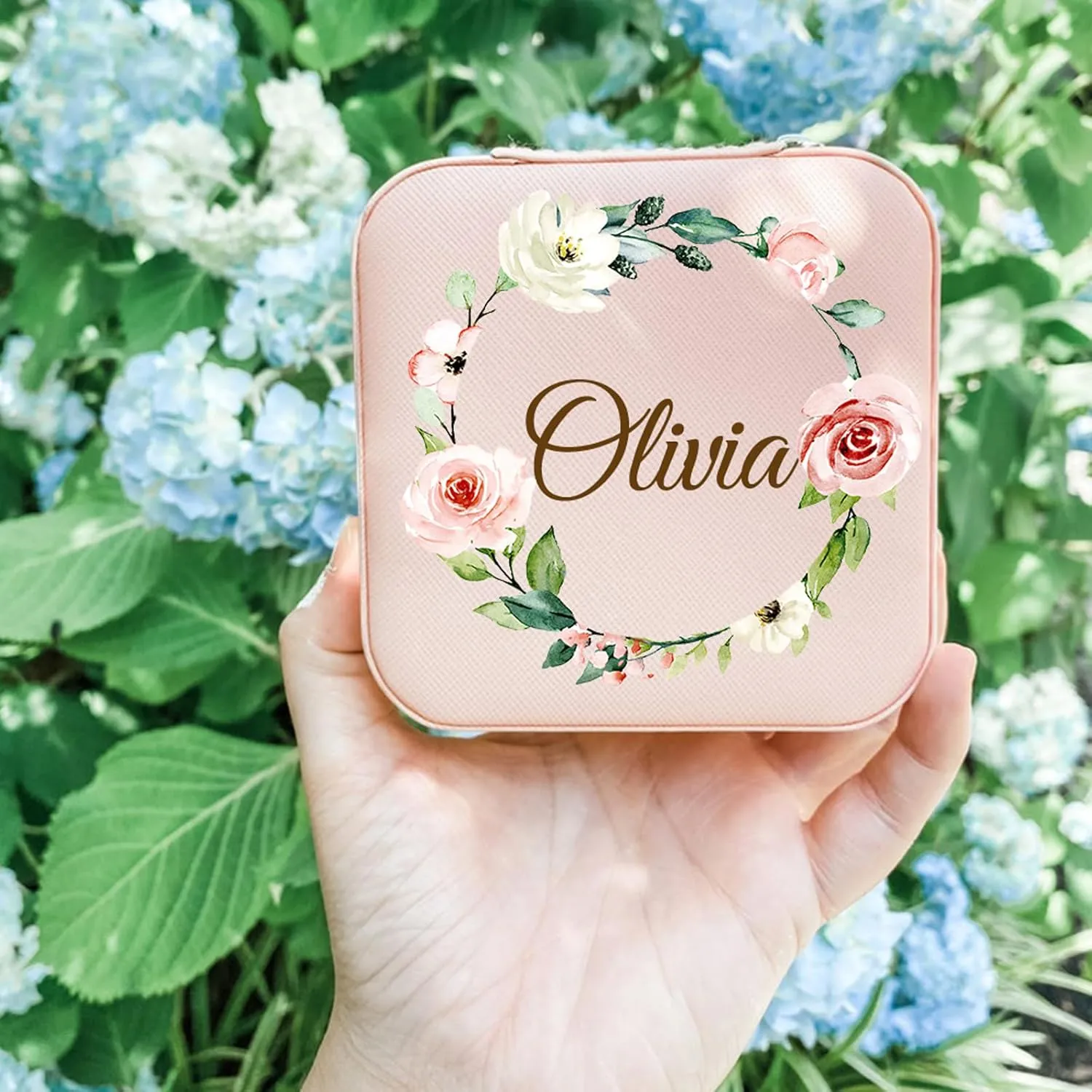Yofair Personalized Jewelry Box Custom Leather Travel Jewelry Case Ring Box Bridesmaid Gifts Birthday Christmas Gifts for Women