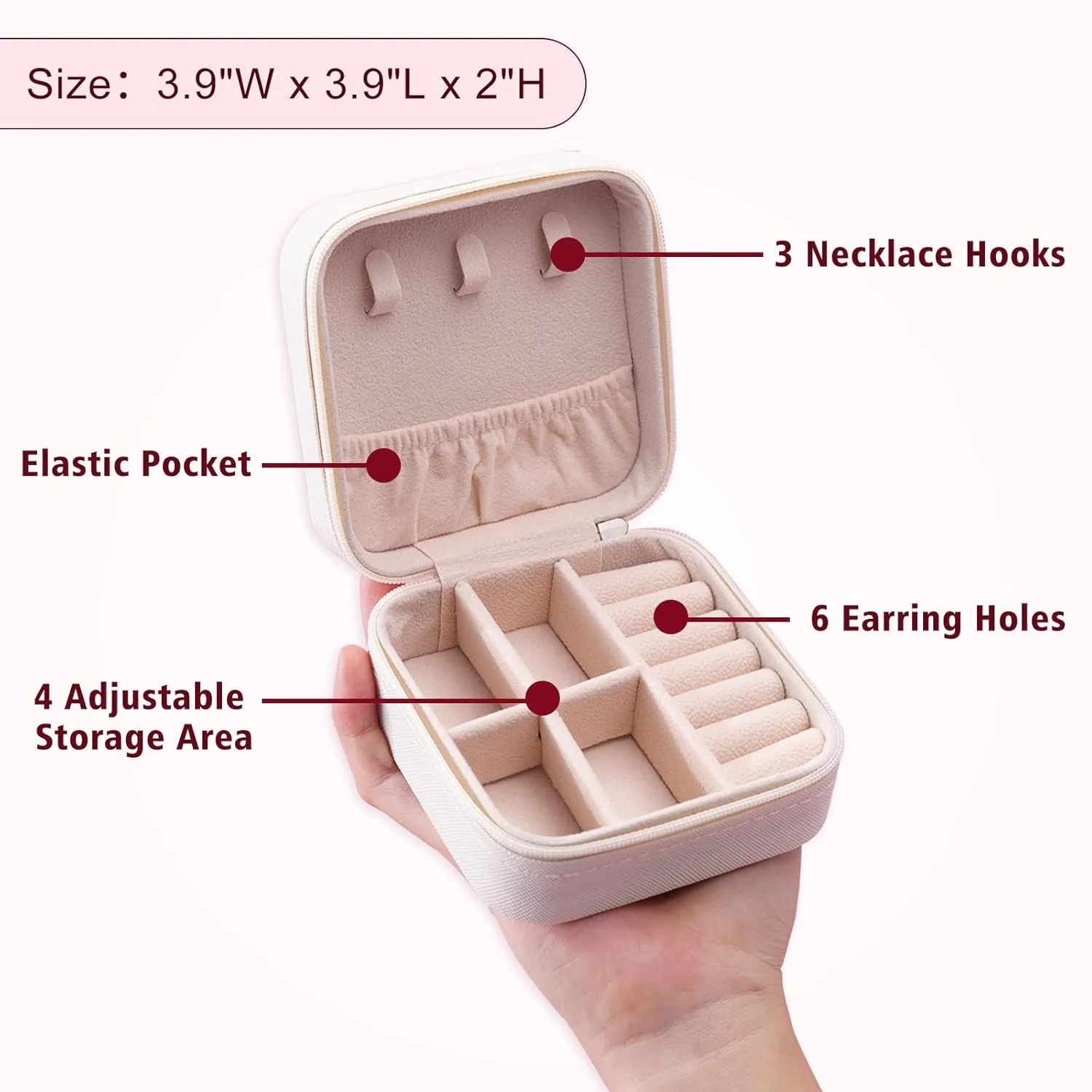 Yofair Personalized Jewelry Box with Heart Custom Leather Travel Jewelry Case Ring Box Bridesmaid Gifts Birthday Christmas Gifts for Women