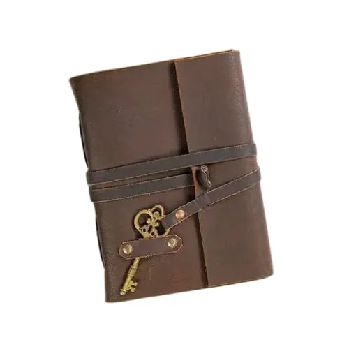 yonnogifts Key Closure Leather Journal – 7x5 Inch Handmade Vintage Diary for Writing, Sketching, Travel & Gifting – Lockable Notebook for Men & Women