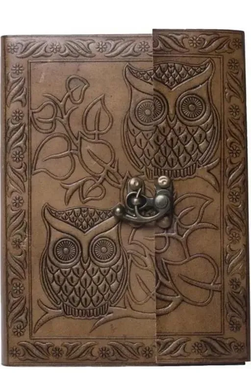 yonnogifts Owl Embossed Leather Journal – Handcrafted Vintage Diary for Men & Women – Rustic Writing Notebook for Journaling, Sketching, Dream Logs & Gifting – Refillable Personal Notebook