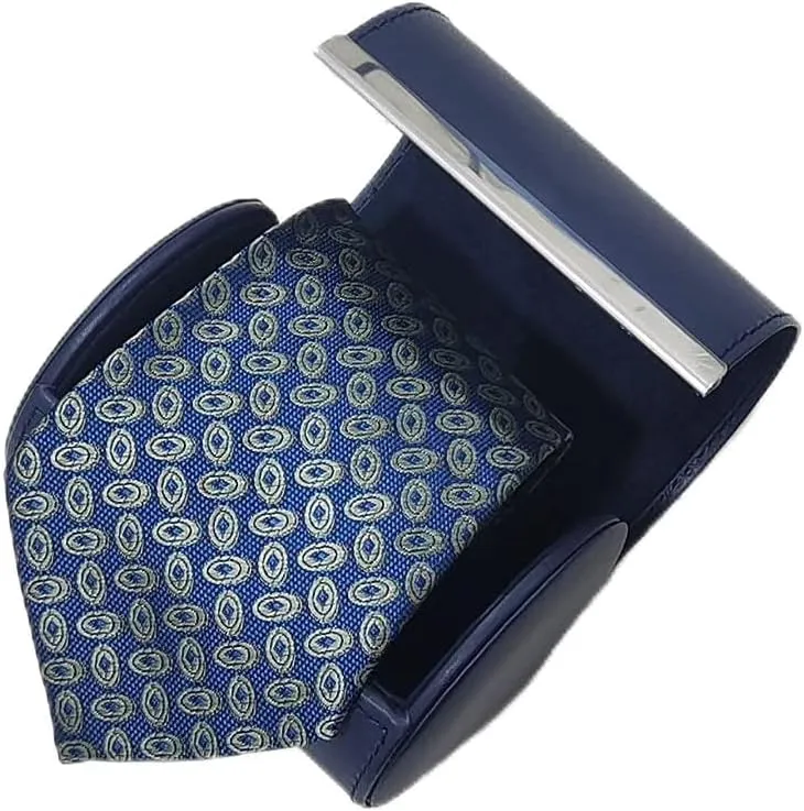 YY YEARCHY Men's Necktie Travel Case, Tie Anti-Wrinkle Organizer Box - Formal Cylinder Shape (Blue)