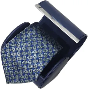 YY YEARCHY Men's Necktie Travel Case, Tie Anti-Wrinkle Organizer Box - Formal Cylinder Shape (Blue)