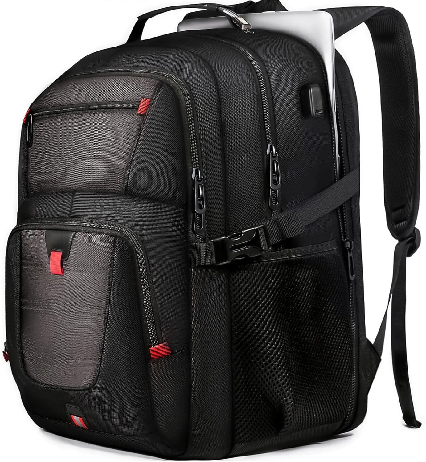 Z-MGKISS Travel Backpack, TSA Airline Approved, Travel Laptop Backpack with USB Charging Port, Extra Large 50L Backpack 17 inch Computer Perfect for Men, Grey