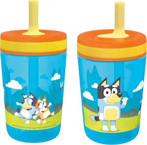 Zak Designs 15oz Bluey Kelso Tumbler Set, Leak-Proof Screw-On Lid with Straw Made of Durable Plastic and Silicone, Perfect Bundle for Kids, 2 Count (Pack of 1)